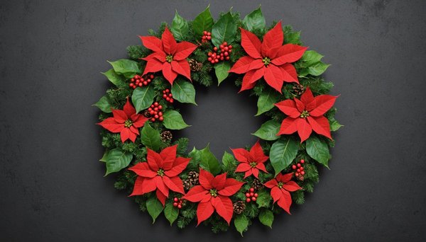Guirnalda con ponsetia roja/verde para un espíritu navideño